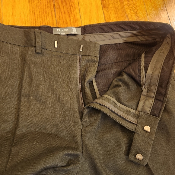 Primark Olive Green Men's Linen & Cotton Slim Cut Single Breasted Suit Size 46R - Picture 4 of 16